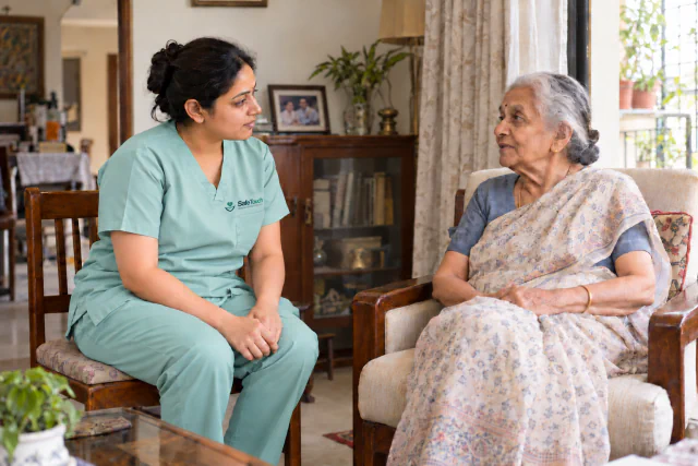 Illustrative home-care support from a SafeTouch care professional